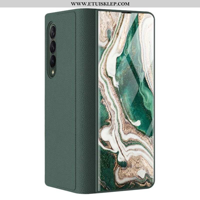 Etui Na Telefon do Samsung Galaxy Z Fold 3 5G Etui Folio Szkło Hartowane Z Efektem Marmuru